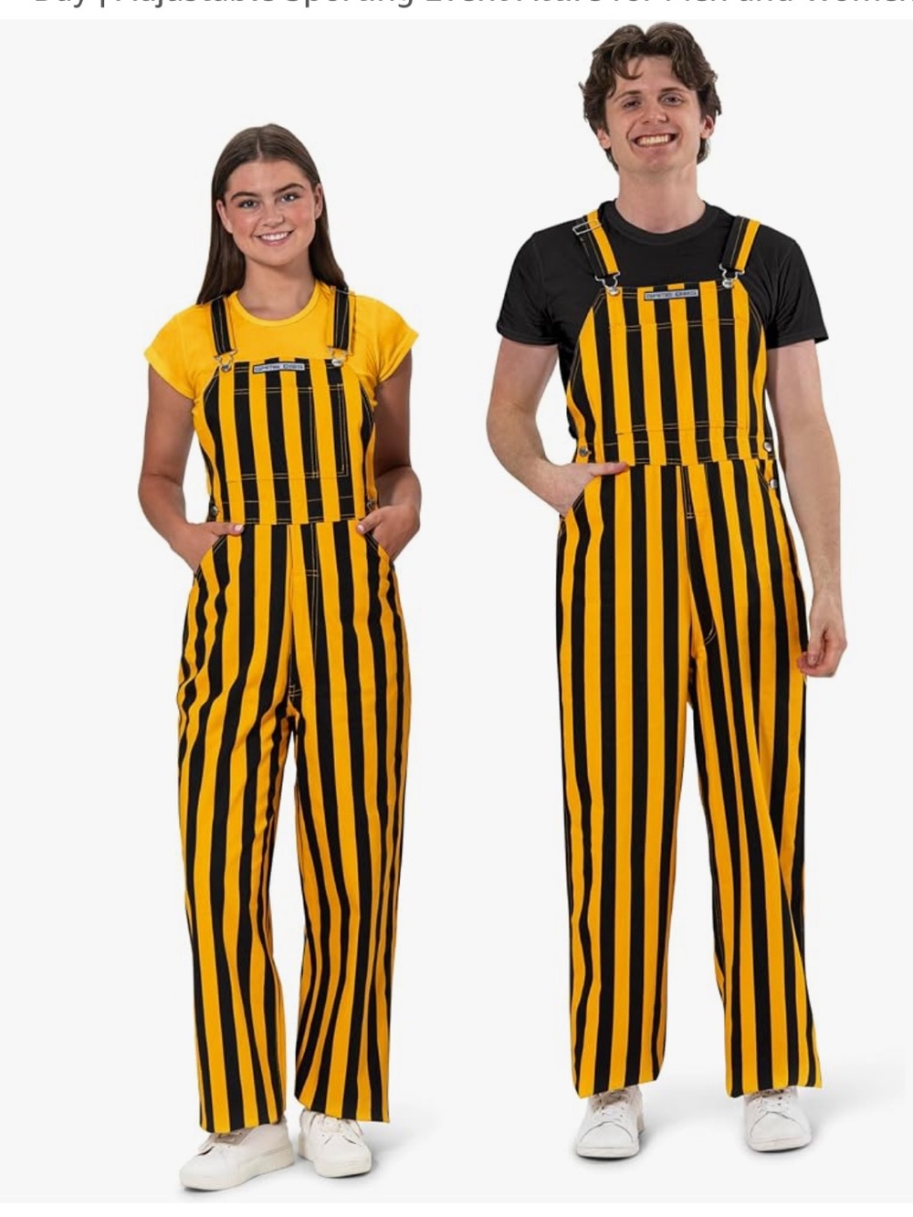 Game Bibs Yellow & Black Striped Overalls size XS